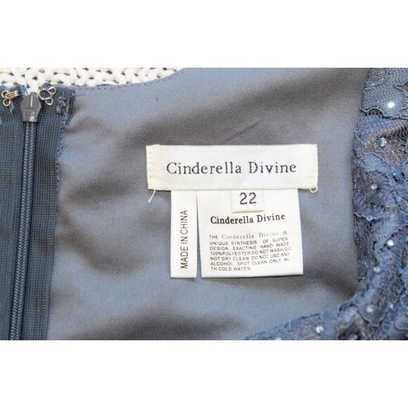 Cinderella Divine Chiffon Maxi Dress 22 Embellished Gown Smoky Blue sleeveless - Picture 10 of 10